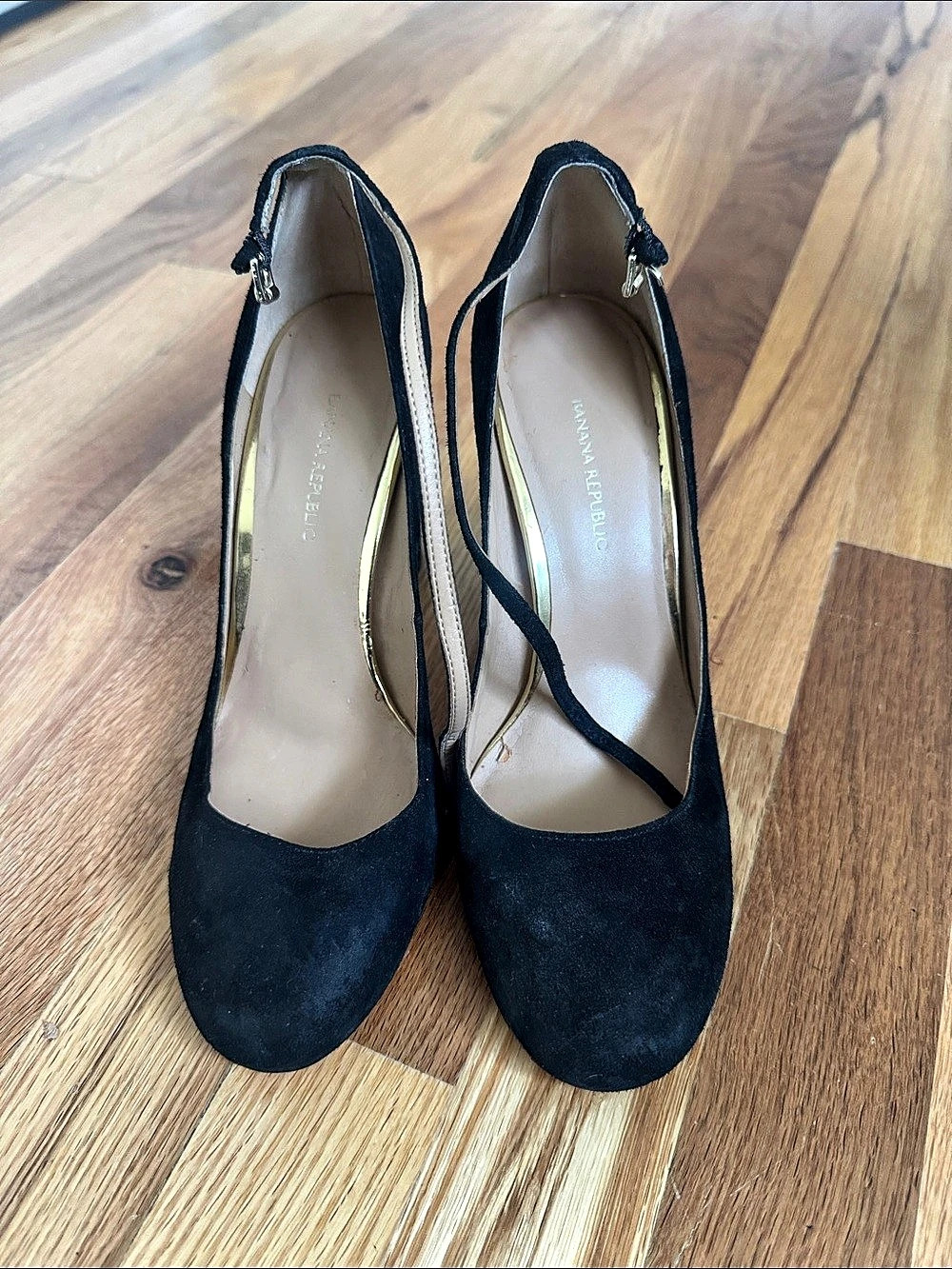 Zara Black Suede Ankle Strap Heels US 7
